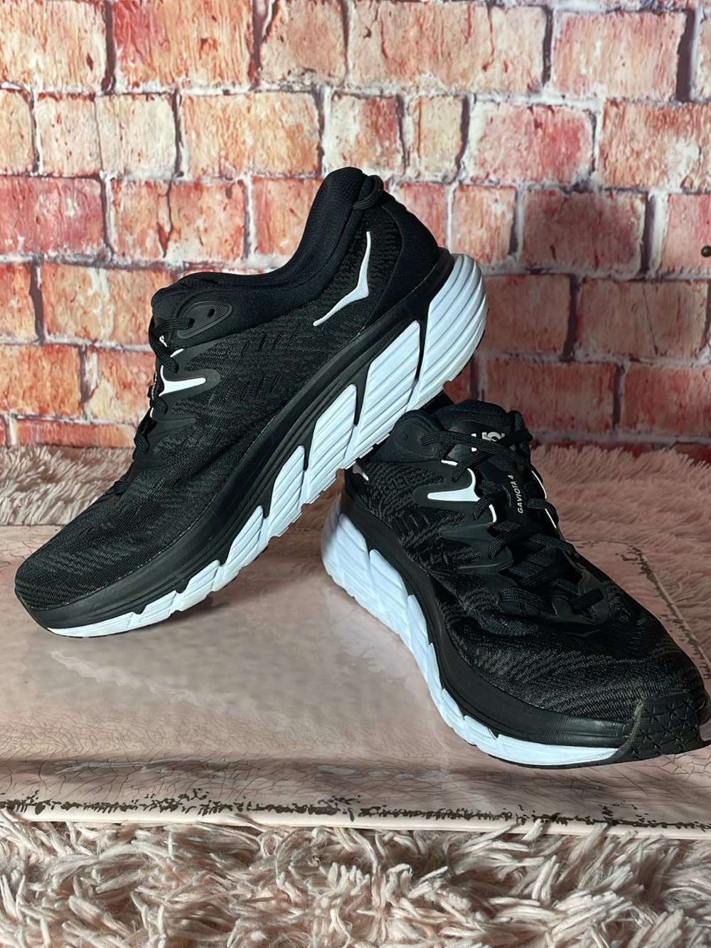 Hoka One Gaviota One Men's Black and White Running Shoes